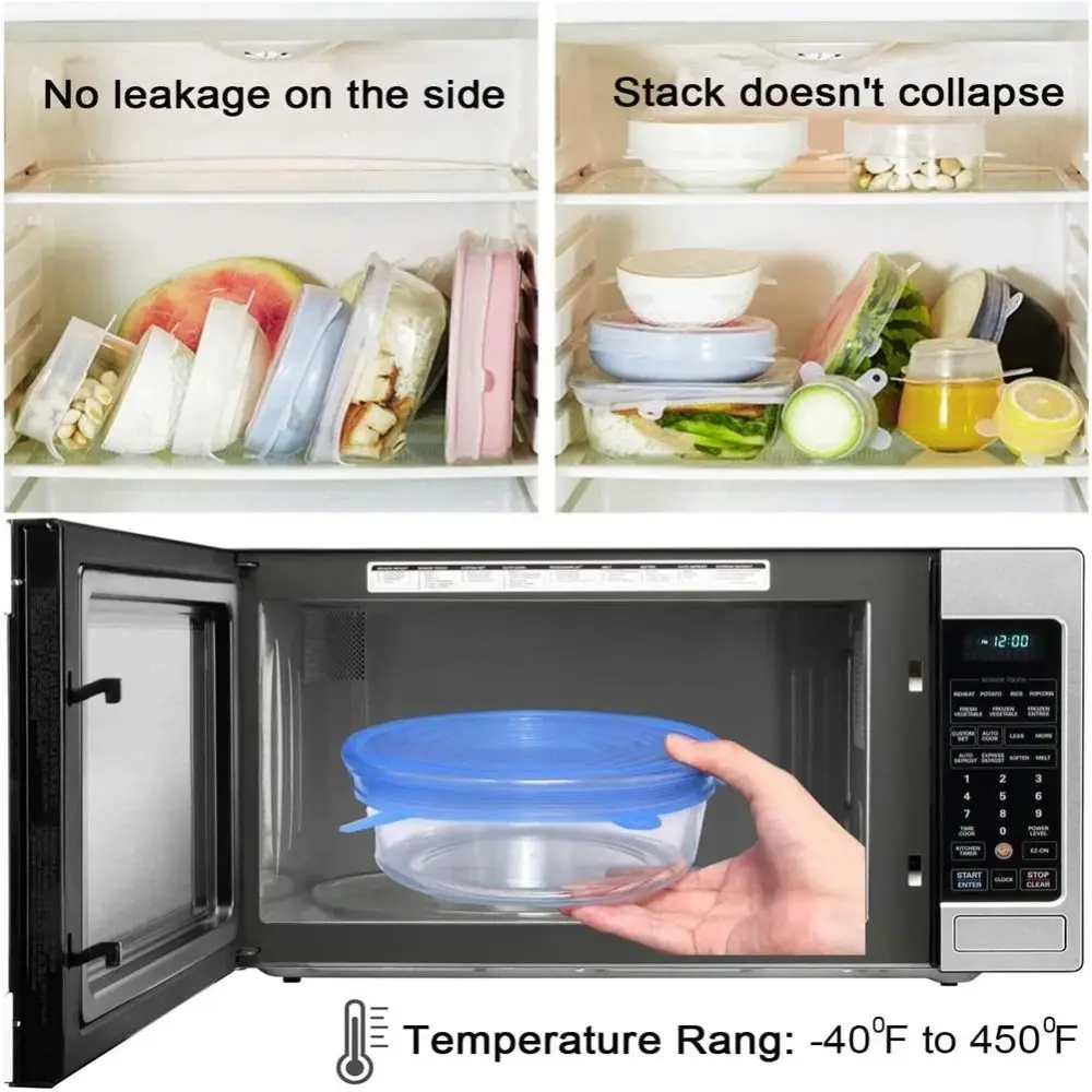 6PCS Useful Reusable Fresh-keeping Cover Kitchen Gadgets Non-slip Silicone Lids Stretch Microwave Lid