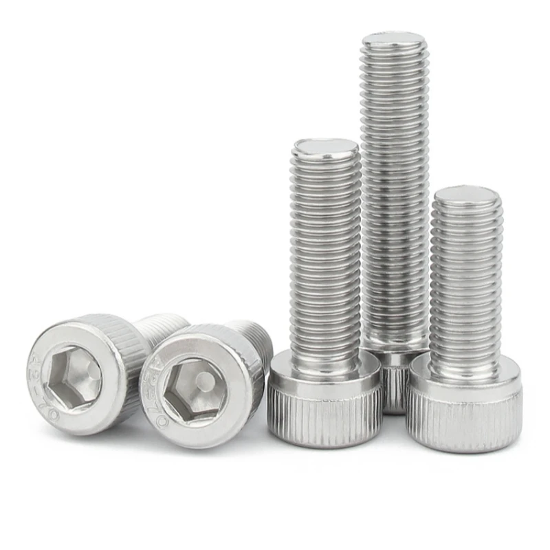 1~10pcs M6 M8 M10M12 Fine Thread Hex Hexagon Socket Head Cap Screws 304 A2 Stainless Steel Allen Bolts Pitch 0.75/1.0/1.25/1.5mm