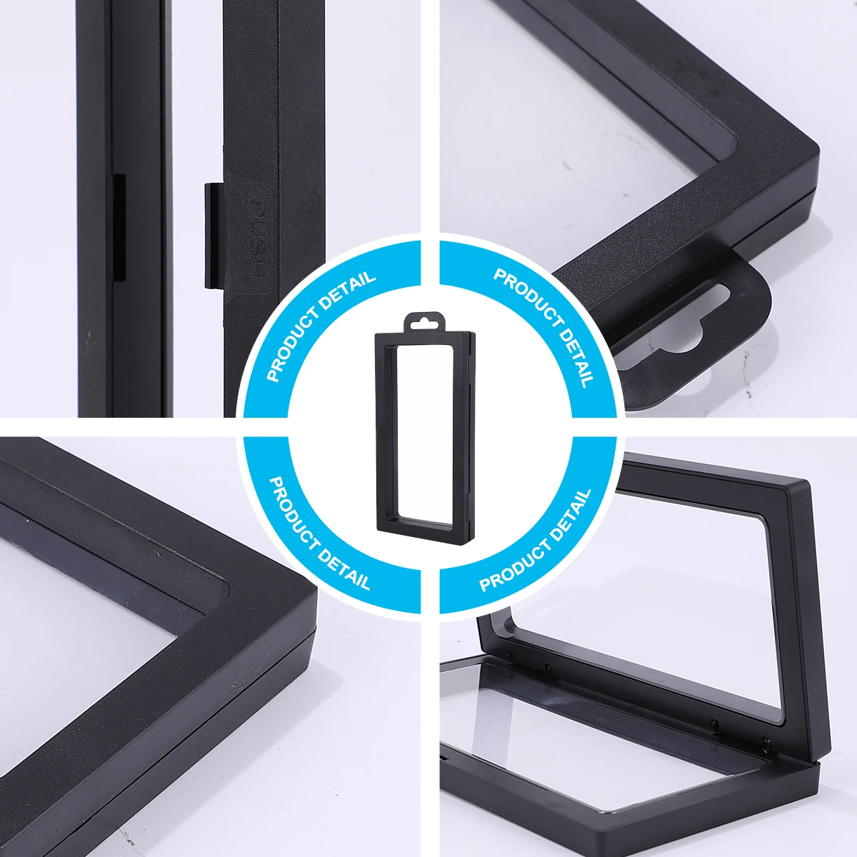 

2 Pcs Bracket Jewelry Display Stand Black Ring Plastic Floating Holder Clear Frame