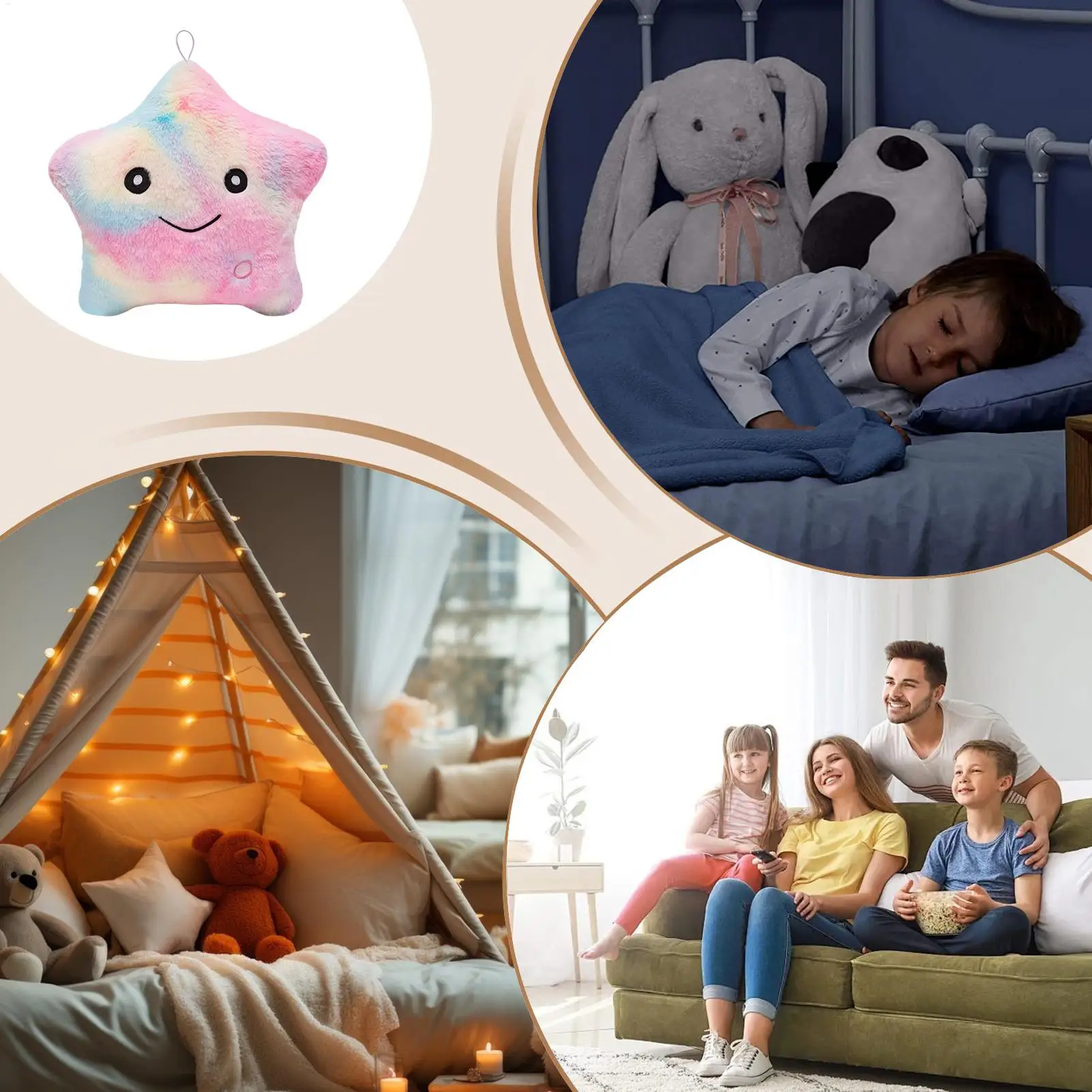 Glow In The Dark Stuffed Animal Room Decor Plush Star 9 Inch Portable Colorful Stuffed Toy For Boys Girls Night Sleeping