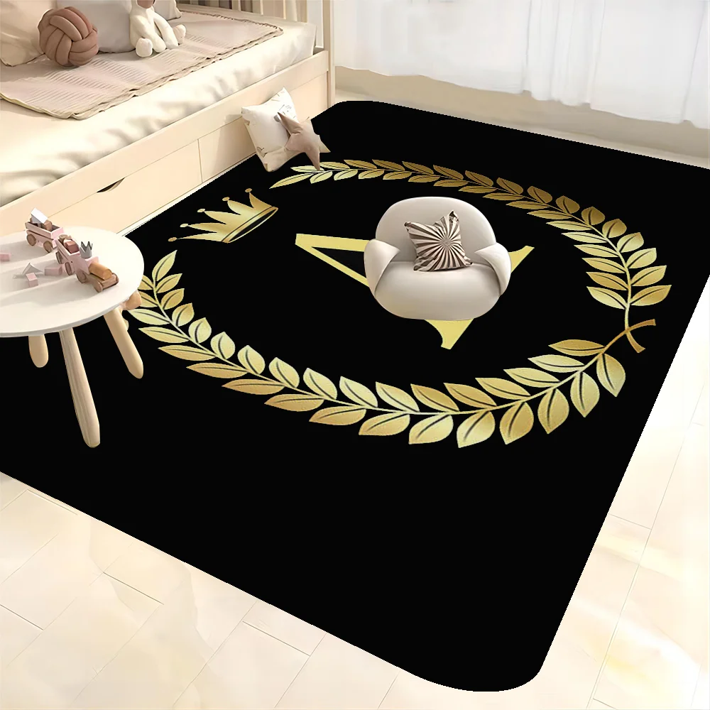 

Golden Initial Letter Printed Room Mats Anti-slip Absorb Water Long Strip Cushion Bedroon Mat Welcome Doormat