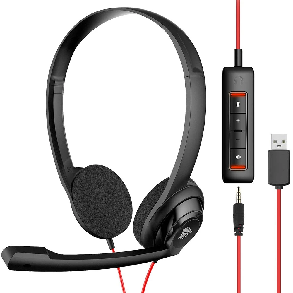 NUBWO USB Headset with Noise Cancelling Microphone for PS5 Laptop Computer, On-Ear Wired Office Call Center Headset for Boom