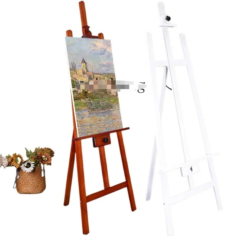solid wood easel folding liftable white home studio oil painting stand wooden retro display stand