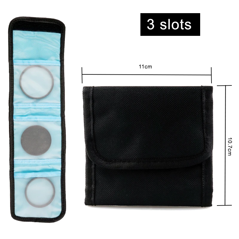 Lightdow Lens Filter Bag Foldable Lens Pouch 3 Slots 4 6 10 12 Pocket for UV CPL ND Filter Wallet Lens Adapter Ring Storage Case