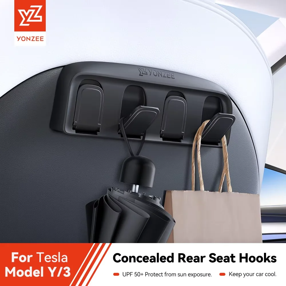Yz para tesla modelo y 3 highland juniper 2021-25 ganchos ocultos dobráveis para banco traseiro material abs acessórios interiores automotivos