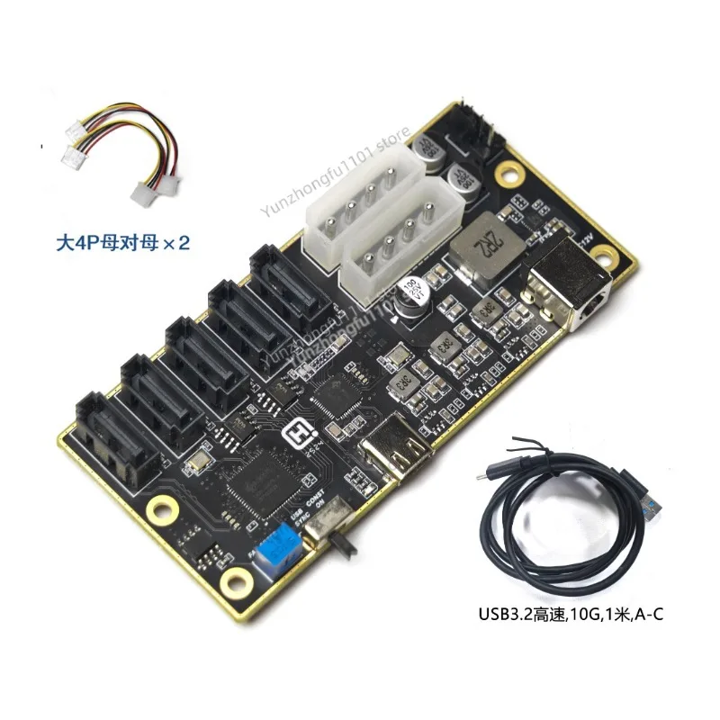 Type-C to 5-Port SATA3.0 Expansion Card JMS580 JMB575 Chip 10Gbps USB to SATA 6Gbps Adapter Card for SSD HDD Storage