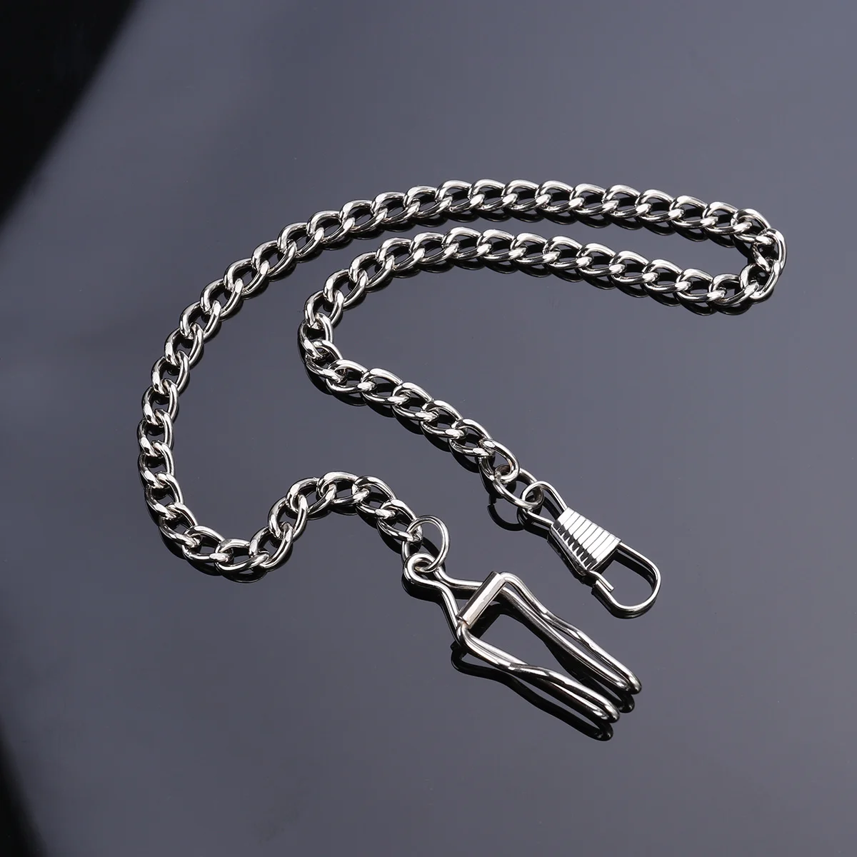 

Classic Silver Plated Pocket Watch Chain Heavy Duty Lobster Claw Attachment Sturdy Construction Shiny Surface for Pocket Watch