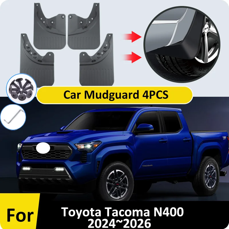 

4 шт. комплект передних и задних брызговиков для Toyota Tacoma N400 2024 2025 2026, брызговики, брызговики, аксессуары для крыльев