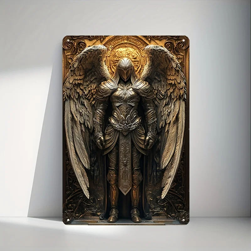 

Boho Style Aluminum Wall Hanging Decor, Angelic Theme, Archangel Michael Art, Multipurpose Decorative Sign & Plaque for Home