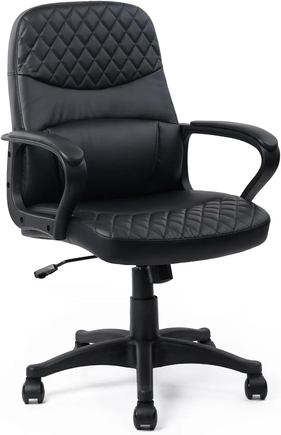 

Office Chair - Mid Ba Leather Computer Desk Chairs With Wheels, Ergonomic Executive Swivel Stool With Lumbar Support, Armrest