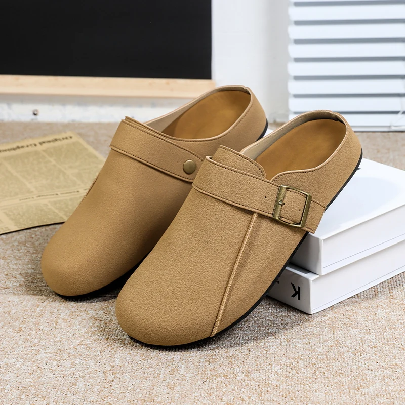 

Мужские замшевые сандалии в стиле ретро, пробковые сабо, 2025 г., мужские туфли-лодочки с поддержкой свода стопы, классическая пляжная мужская обувь унисекс Birkenstok