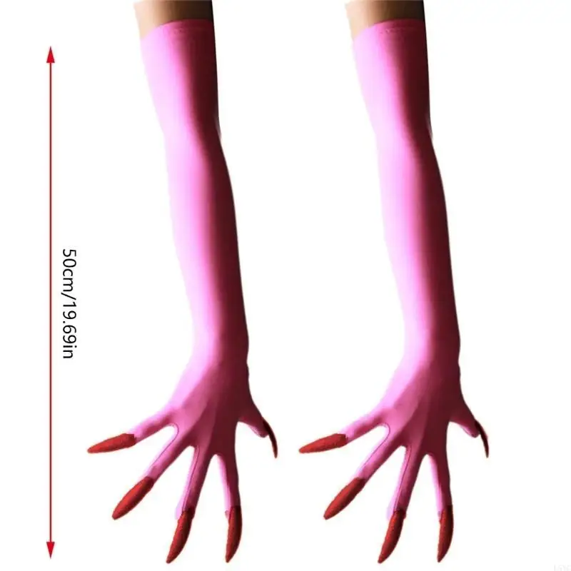 L5YC Punk Long Nails Gloves Series Dark Cosplay Gloves مرنة وتنفس لأحزاب الهالوين ملحقات الأزياء