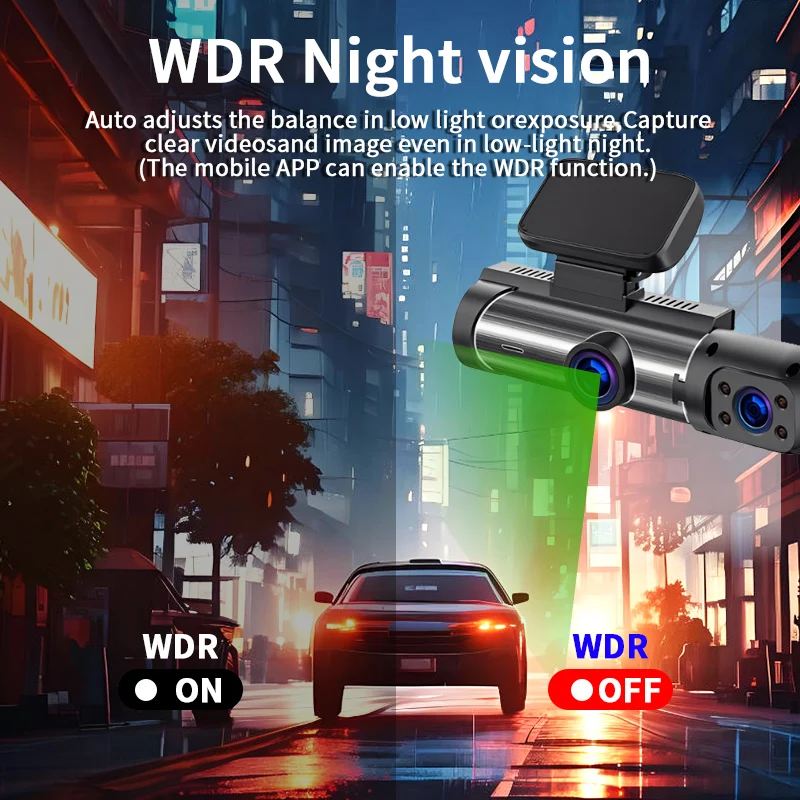 HD 1080P Dual Dash Cam for Cars WiFi APP Control Front Inside Camera IR Night Vision Wide Angle Loop Recording Car DVR