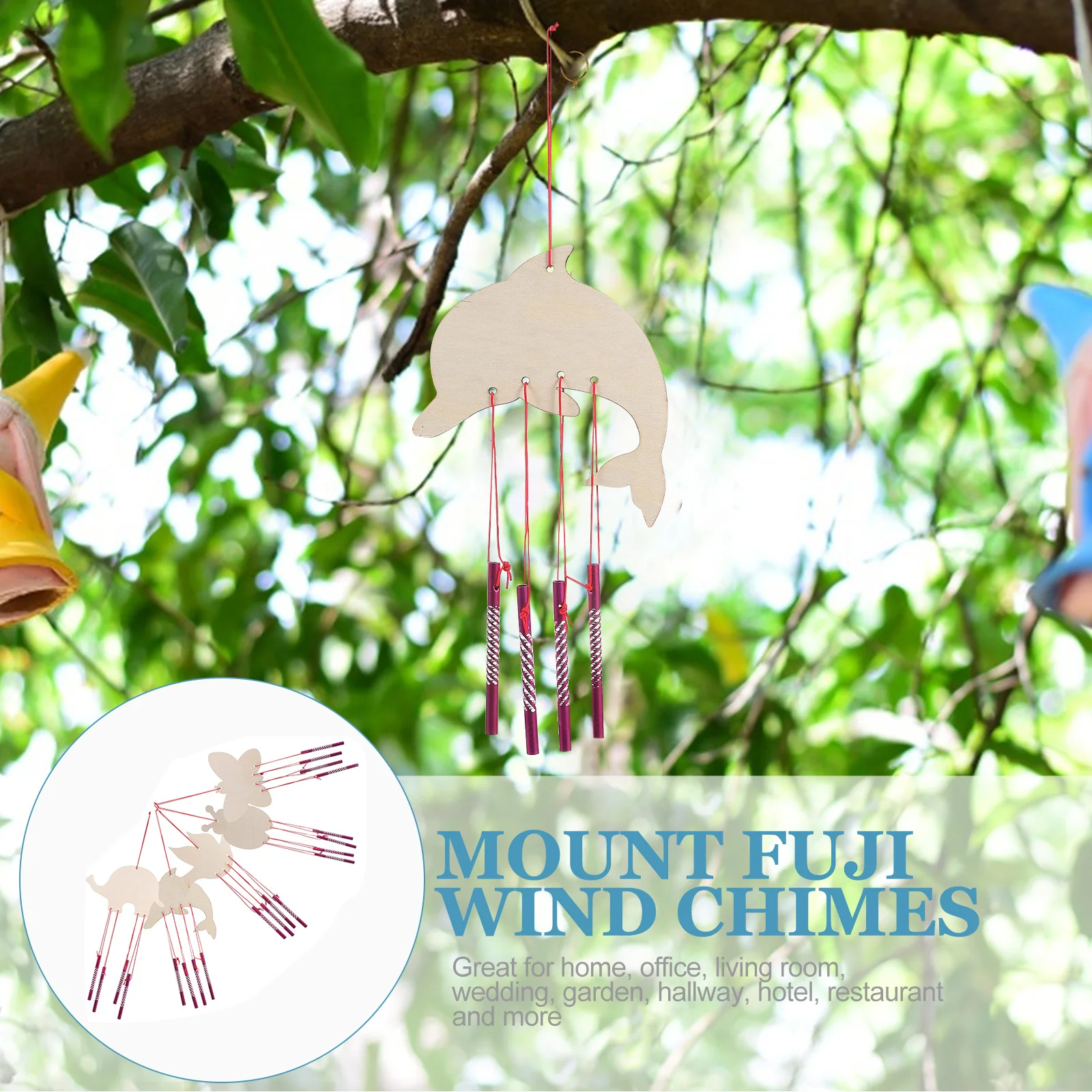 10 pçs madeira animal windchime kit diy para pintura artesanato-primavera halloween decorativo sinos de vento ornamento artesanato atividade família