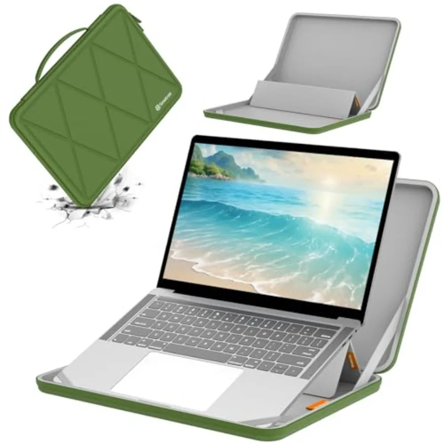 

Защитный чехол из жесткого материала EVA MS89 с подставкой, совместимый с 16-дюймовым ноутбуком Dell Pro 16 Plus PB16250, водонепроницаемый чехол, зеленый цвет