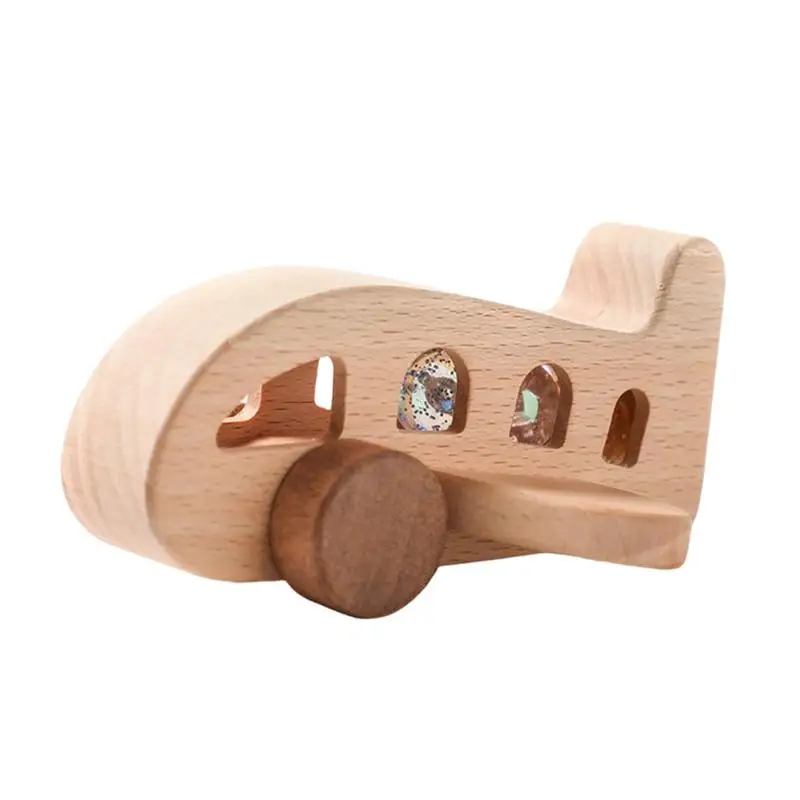 

Wooden Plane Toy Beech Wood Pinball Plane Built-in Colorful Beads Decorative Wood Plane Low-Decibel Design Craft For Boy Girl