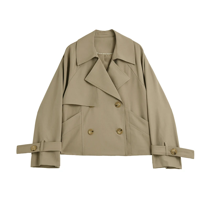 

SuperAen Khaki Trench Coat for Women Loose Casual Short Top Fashion Jacket Coat