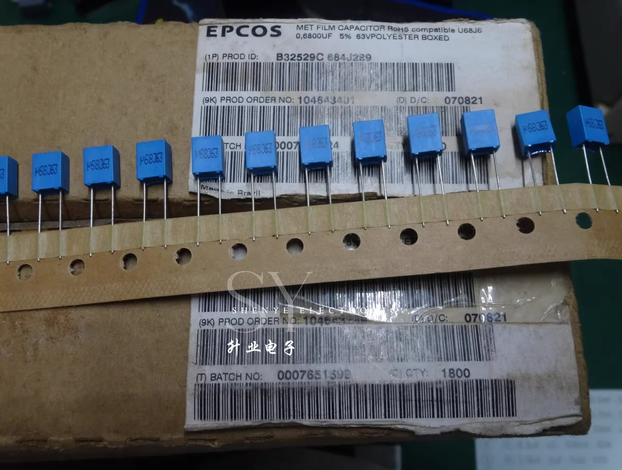 10 uds/20 piezas Uds EPCOS 0,68 uf/63v 680nf u68 684 nuevo condensador de película delgada B32529C684J289