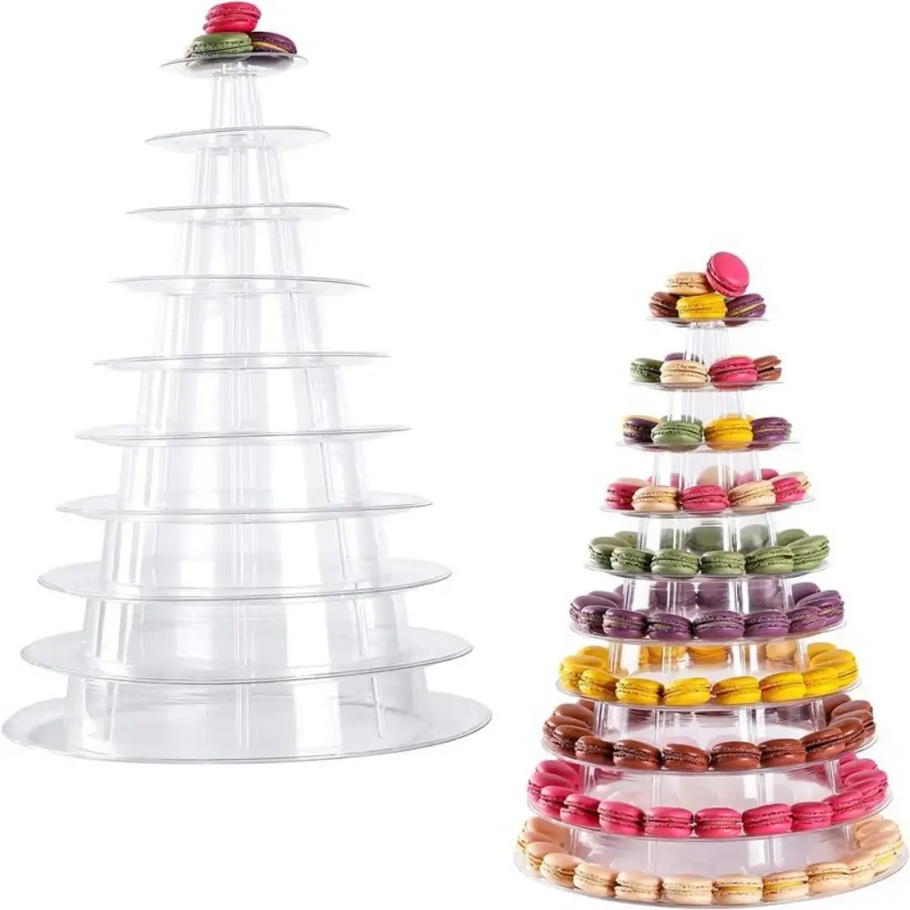Round Food Grade Cupcake Tower Rack PET Material Reuseable Macaron Display Stand Clear Cake Placing Rack Birthday C