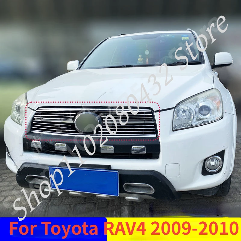 For Toyota RAV4 2009-2010 Body Kit Front Bumper Cover Modified Grille Accessories High-quality Stainless Steel Racing Grill