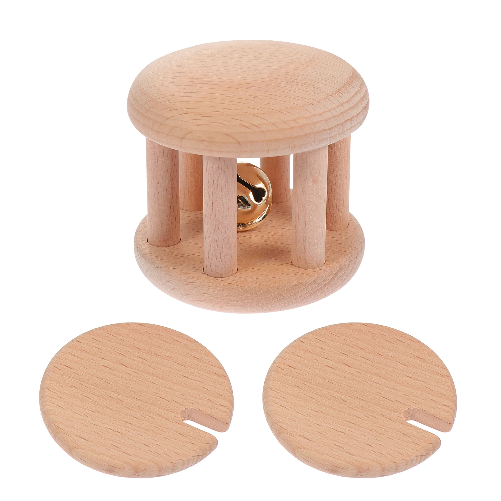 2 Pcs Preschool Toys Safe Baby Infant Teether Girl Hand Grasping Molar Wooden Rattle Teething Plaything Chemical-free