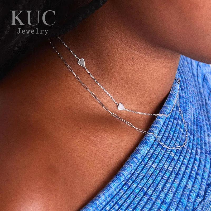 

Hot Sales Minimalist Exquisite Custom Chain Fine Jewelry 925 Sterling Silver Choker Multi Tiny Heart Necklaces for Girls