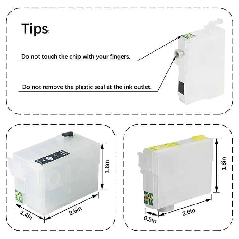 Cartuchos de tinta compatíveis recarregáveis vazios da substituição dos cartuchos de tinta para WF-3620 3640 7610 cartuchos de tinta, pacote 4