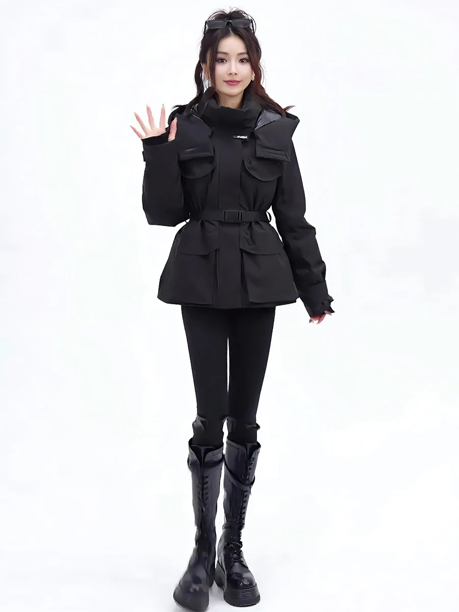 

Women's Parka Sle Du down Jaet Warmth Assurance Thiened Long Sve Zipper Closure Hooded Casual Sle Winter Coat
