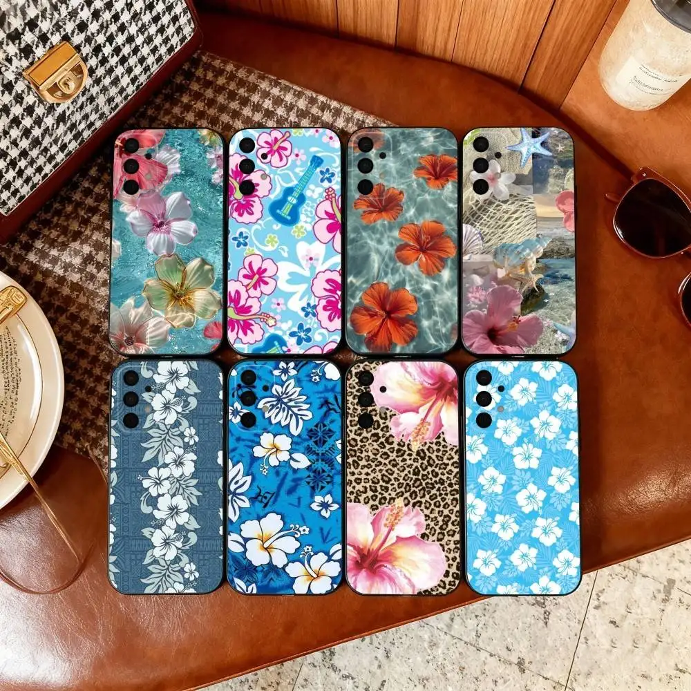 

Hawaiian Hibiscus Flower Phone Case For Samsung Galaxy A73,A72,A71,A70,A53,A52,A51,Soft Silicone Black Cover