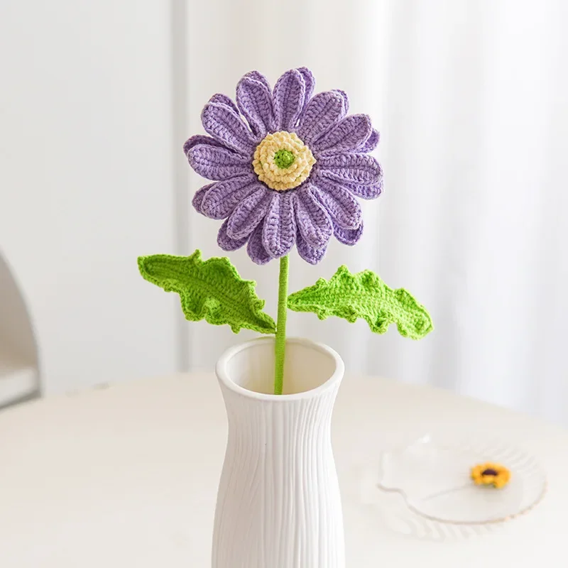 Nuevo ramo de flores de Gerbera de ganchillo a mano, regalos creativos para vacaciones