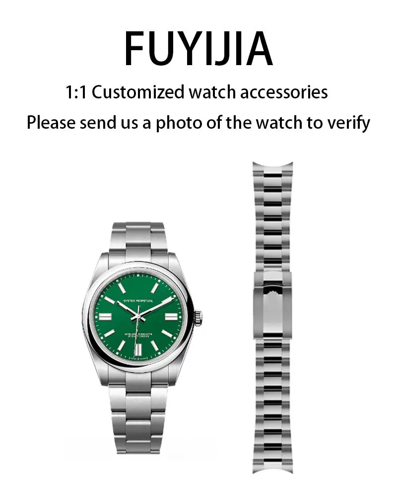 

FUYIJIA Male Custom Oyster Perpetual m134 m124 Original Watch Chain 21MM Watchbands 904L Stainless Steel Folding Buckle Strap