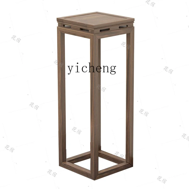 TQH solid wood flower stand, elm home modern flower rack, living room floor-to-ceiling balcony flower bonsai rack