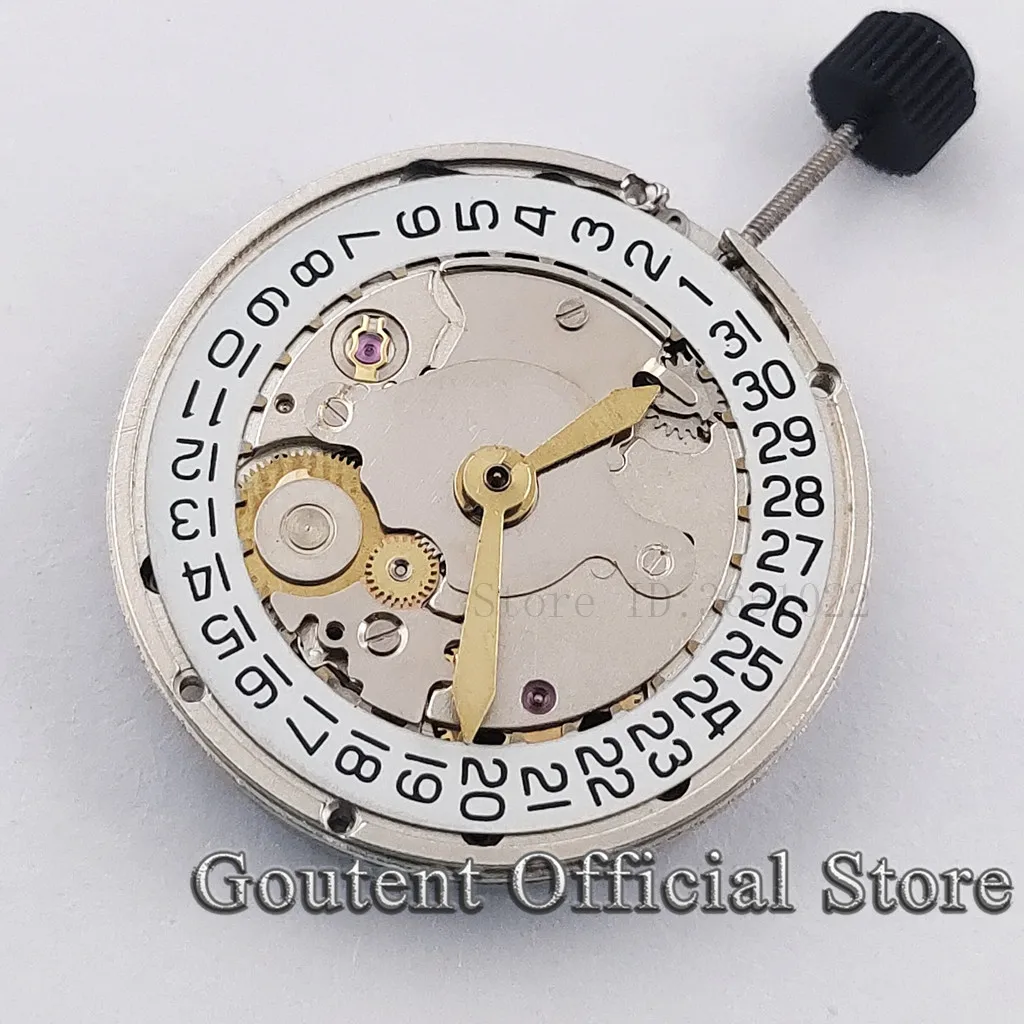 Goutent Silver Watch Movement Direct Replacement Date ETA 2824 Automatic Mechanical Movement