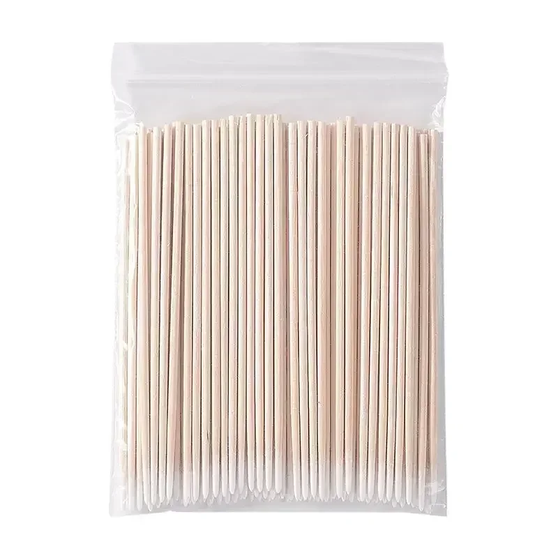 100Pcs Wood Cotton Swab Eyelash Extension Tools Medical Ear Care Cleaning  Sticks Cosmetic    Buds Tip