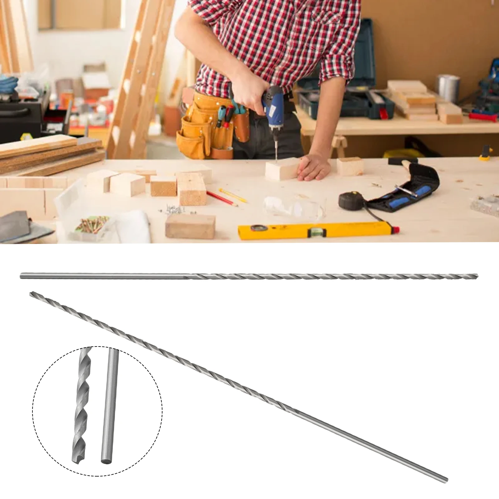1pc Extra Long HSS High Speed Steel Drill Bit Length 160-300mm For Wood Aluminum Plastic Drilling Tools