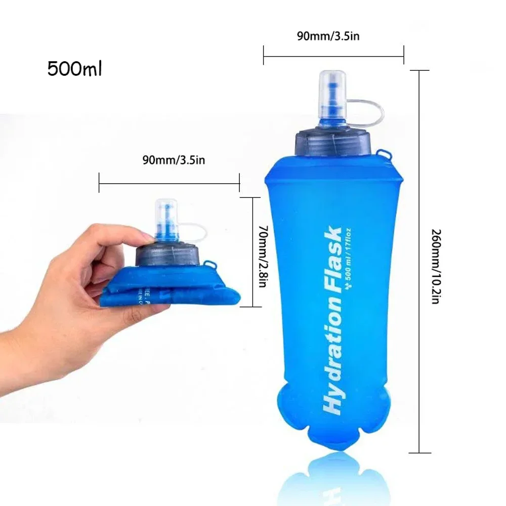 Soft folding water bottle TPU500ml Outdoor travel Running Hiking bike camping Mountaineering Running water bottle hydration kit