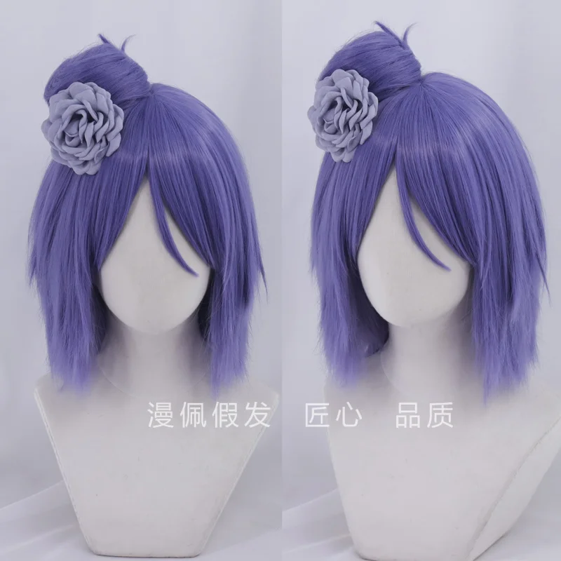 Manpe acción real Xiao Nan cos peluca corte de cara flequillo corto roto + bolsa de pelo + horquilla de flores accesorios de peluca de disfraz de Halloween