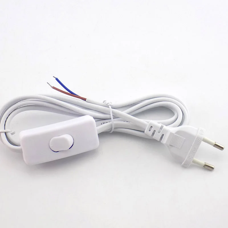 1.8m AC Power Supply Cord on-off Switch Two-pin Extension Cords Cable Type Adapter Line For LED Light lamp EU US Plug