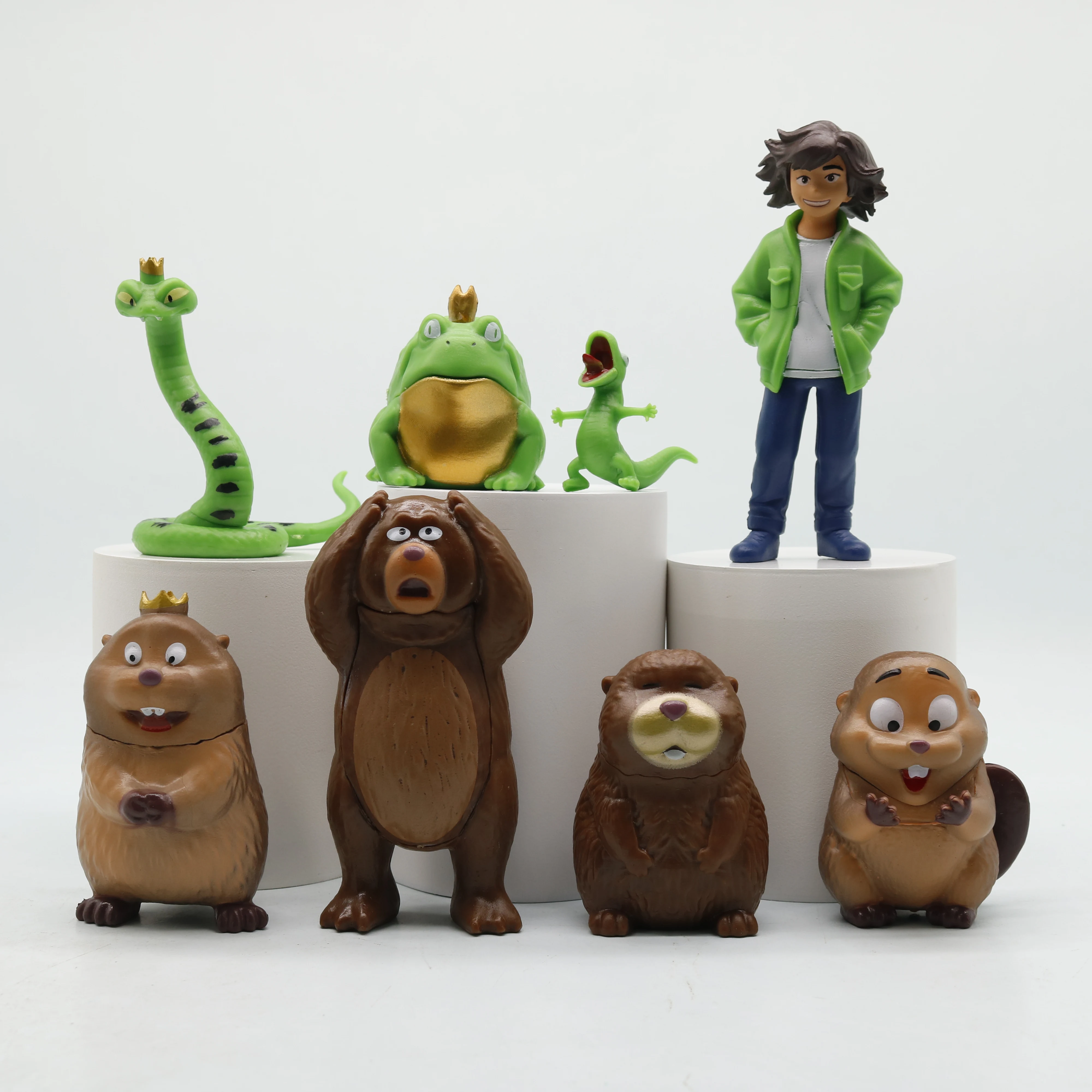 アニメフィギュア ビーバー変身 8個入り ハンドヘルド周囲景観人形モデル ブラインドボックスとバッグ 取り外し可能な楽しいおもちゃ