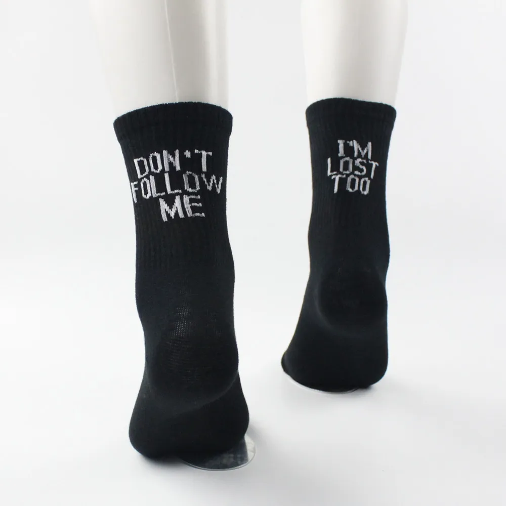 Calcetines divertidos para hombre y mujer, medias con estampado de palabras de Humor Harajuku, calcetines creativos Hip Hop Street Skateboard