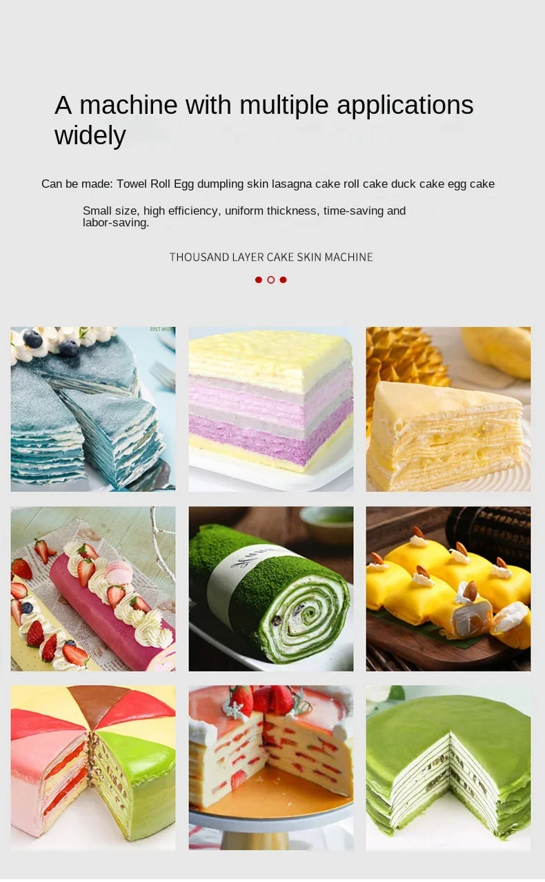 High Production Capacity Easy Operation Stainless Steel Layered Crepe Cake Bakery Egg New 110V/220V