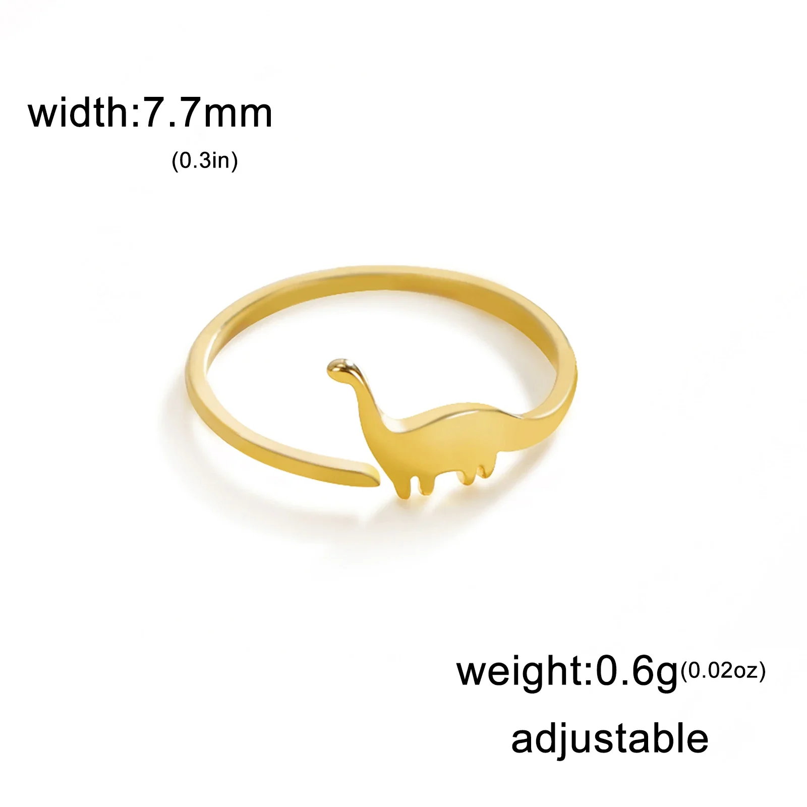 Skyrim Dinosaur Ring Stainless Steel Cute Brachiosaurus Open Adjustable Finger Rings Animal Jewelry Birthday Gift for Women