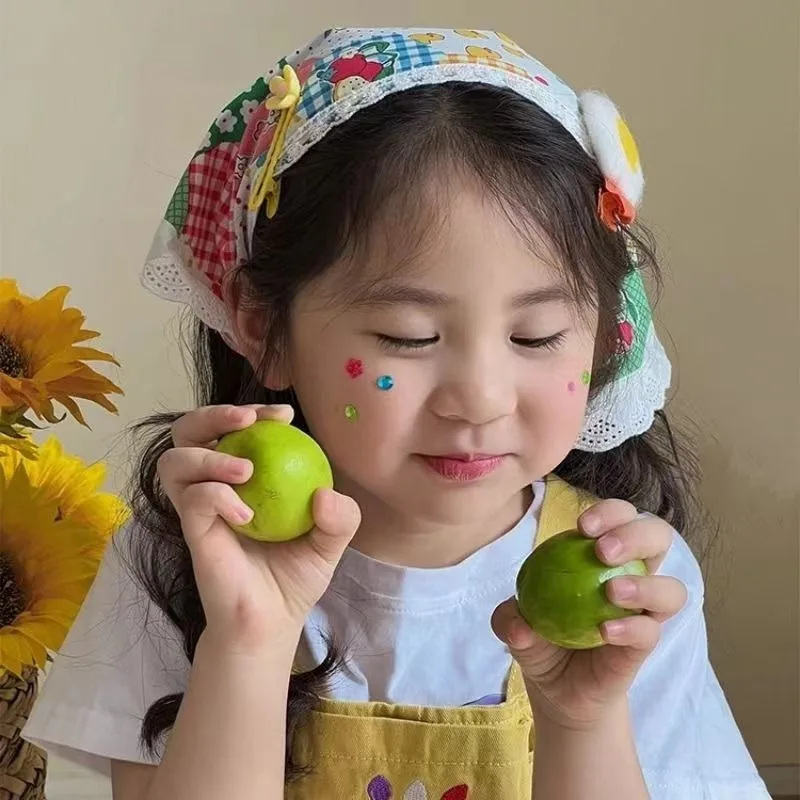 Kinder Hoofddoeken Japanse Lieve Mooie Kant Idyllische Tulband Driehoekige Sjaal Mooie Baby Zijden Sjaal