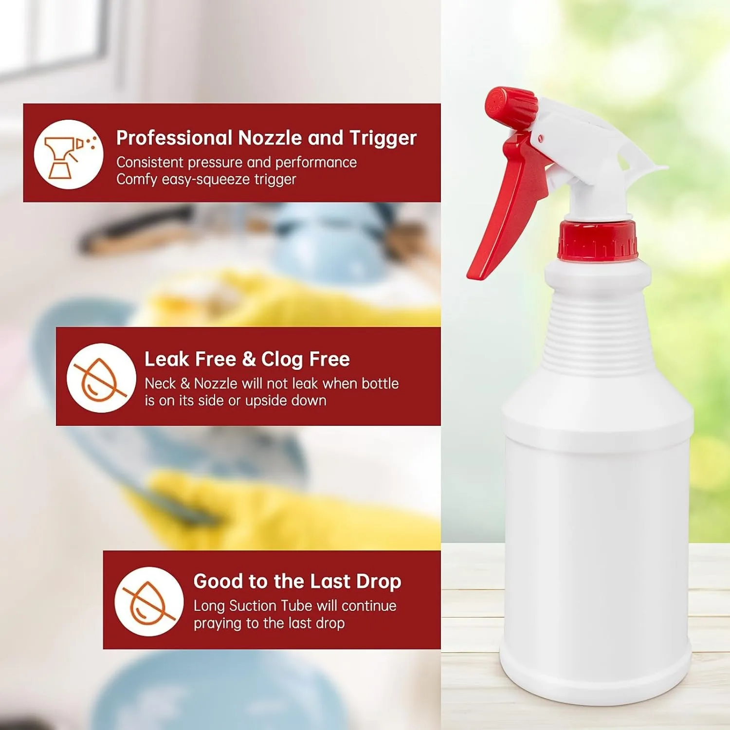 8 Stück 500/650ml Kunststoff-Sprühflaschen mit verstellbarer Düse für Reinigungslösungen, Gartenpflege, Haustiere, auslaufsicherer Handsprüher – Detail 8