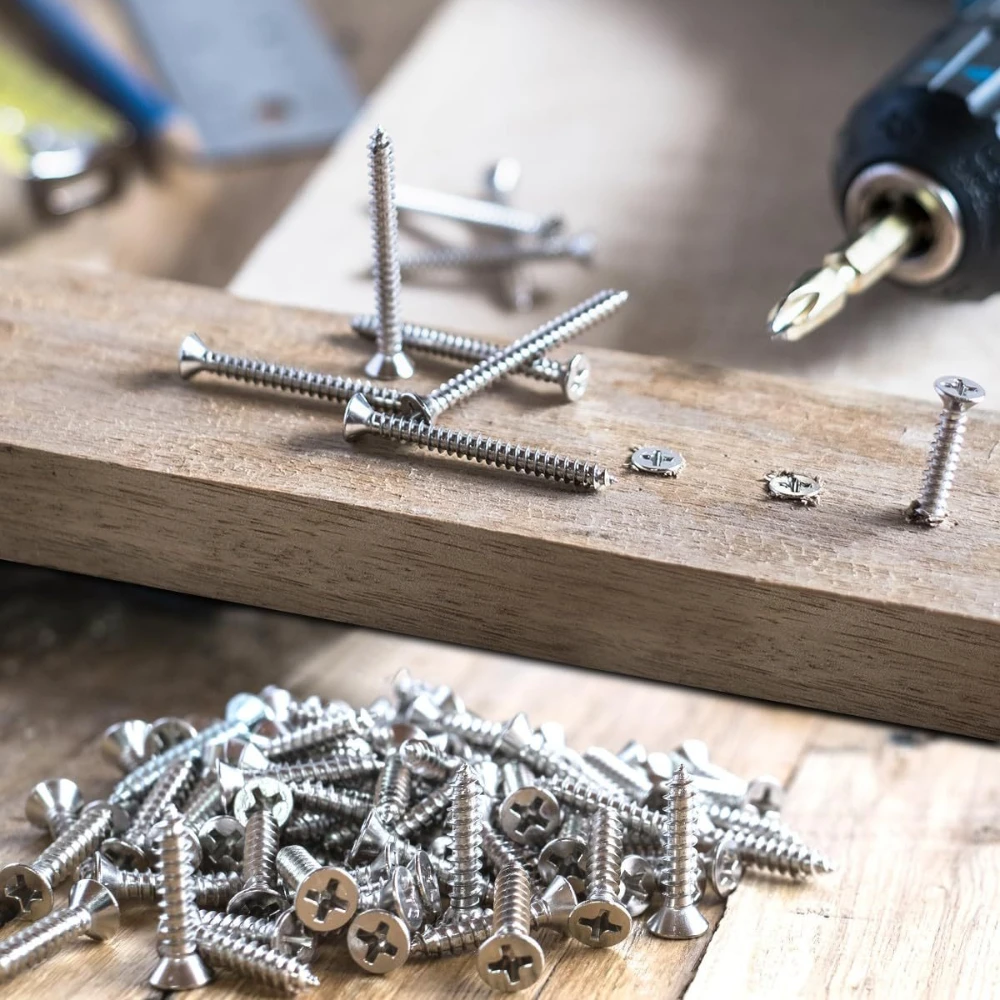 400 Uds tornillos de cabeza avellanada cruzada galvanizada juego de tornillos autorroscantes Kit de combinación de tornillos de madera de cabeza plana de acero al carbono