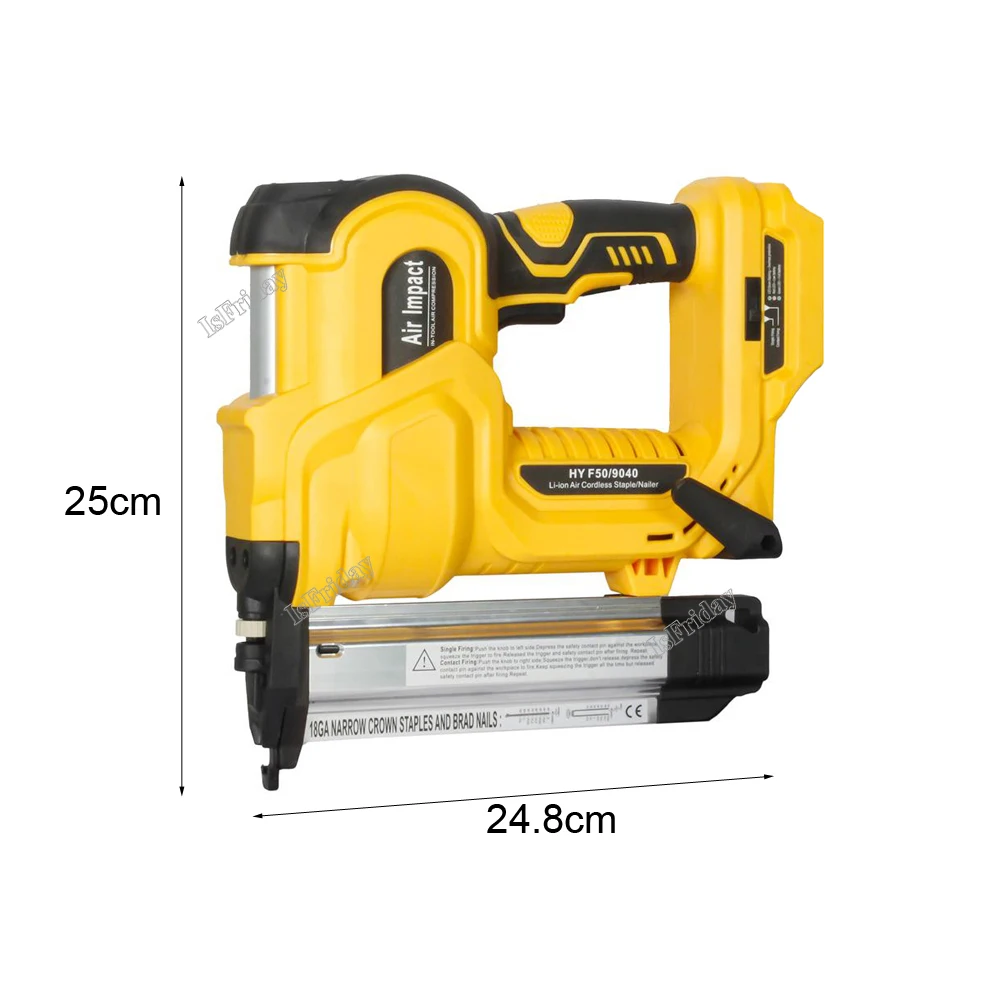 18V Cordless Electric 2 in 1 Nailer/Stapler Gun with 200pcs F50 and 9032(K432) Nail Compatible For 18v B Series Lithium Battery