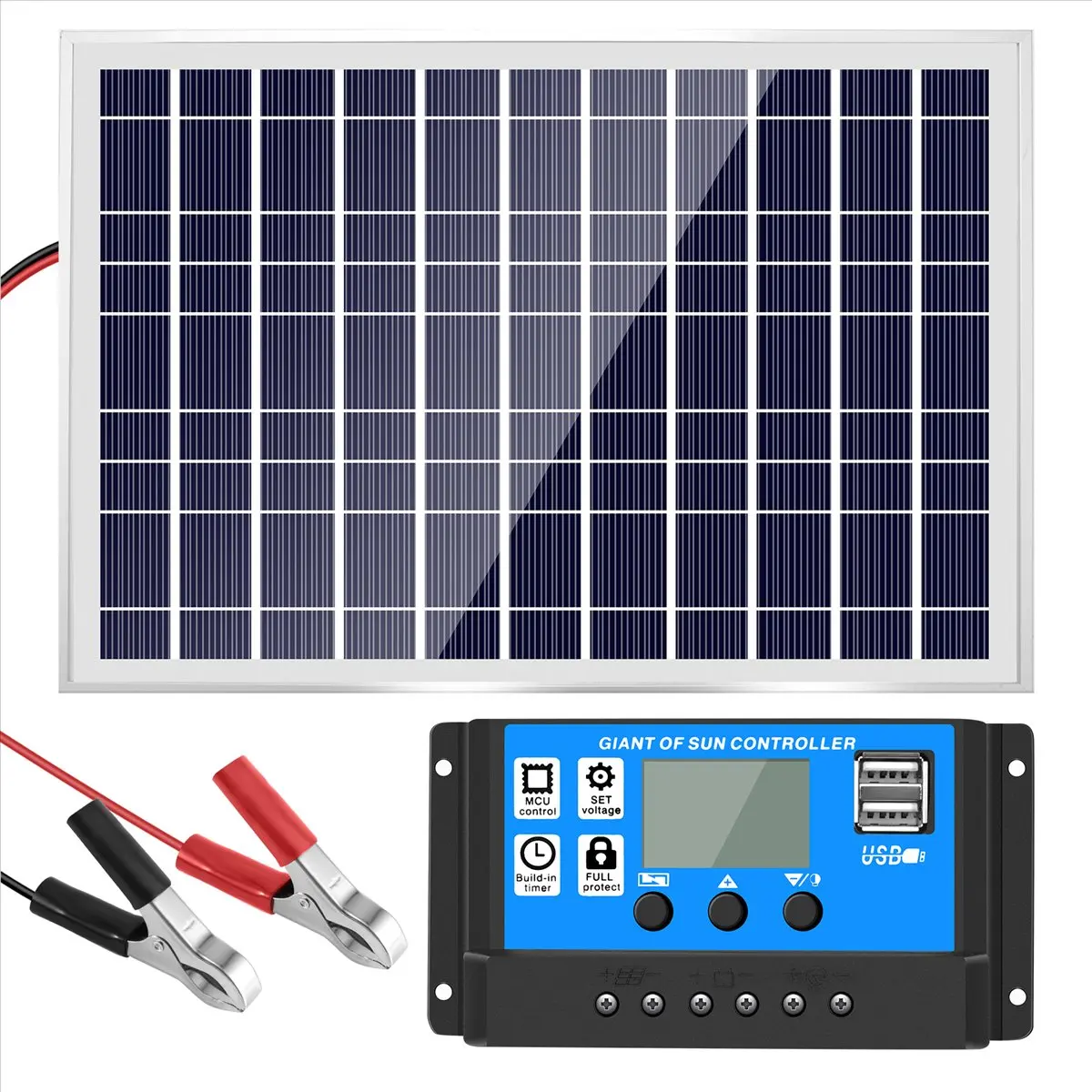 Exquisite- 30W 12V Solar Panel Battery Charger+40A Controller for RV Car Boat Home Camping