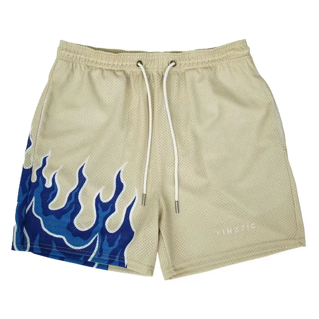 KINETIC Shorts Ginásio Verão Mens Moda Branded Flame Shorts para Fitness Correndo Secagem Rápida Basquete Malha Casual Calças Curtas