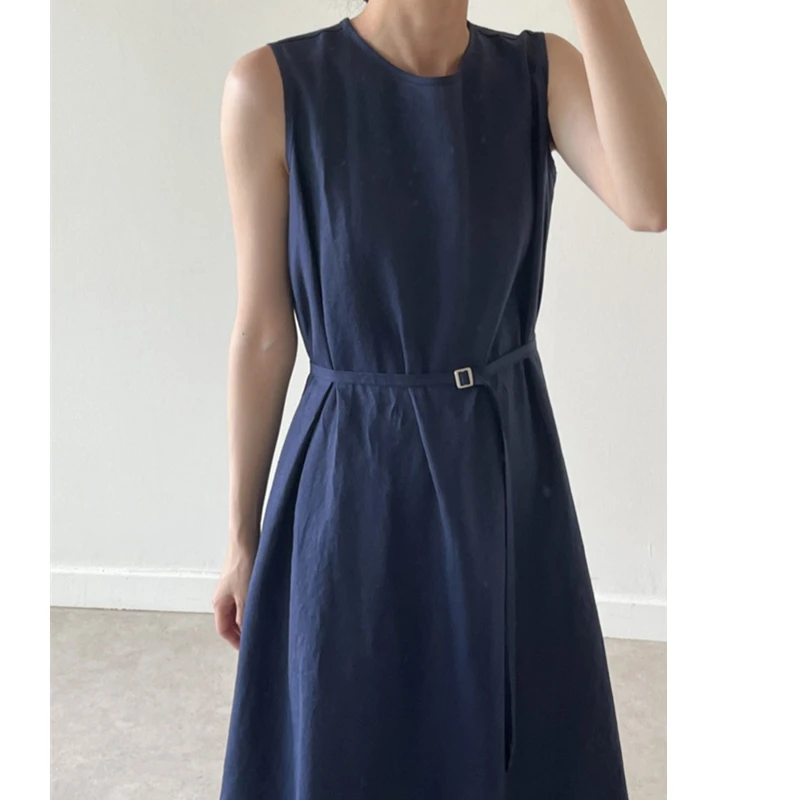 REALEFT-قمصان نسائية من القطن والكتان بحمالات ، فساتين صيفية ، رقبة دائرية ، كورية ، مستقيمة ، فضفاضة ، أنثى ، جديدة ، #6