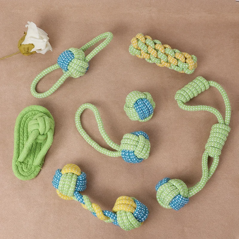 Pet Dog Puppy Double Knot Chew Rope Knot Toys Clean Teeth Durable Braided Bone Rope Pet Molar Toy Pet Supplies Apparels Pet toys